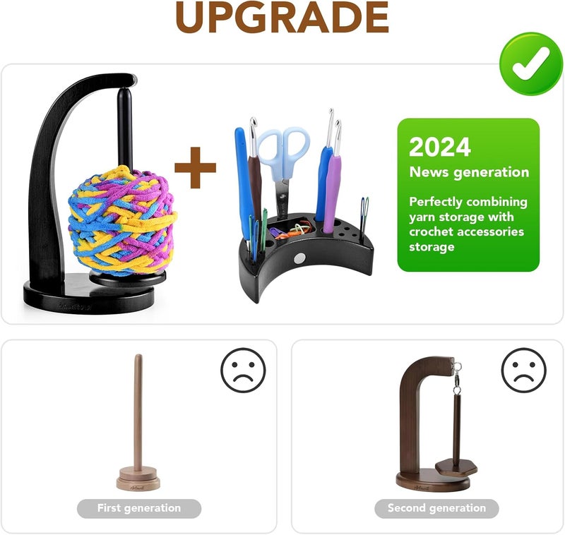 ULOI Crochet Yarn Holder - Upgrade with Crochet Accessories Storage Attachment, Magnetic Wooden Yarn Storage for Knitting Accessories, Perfect for Crocheting and Knitting Projects, Ebony Finish - Image 3